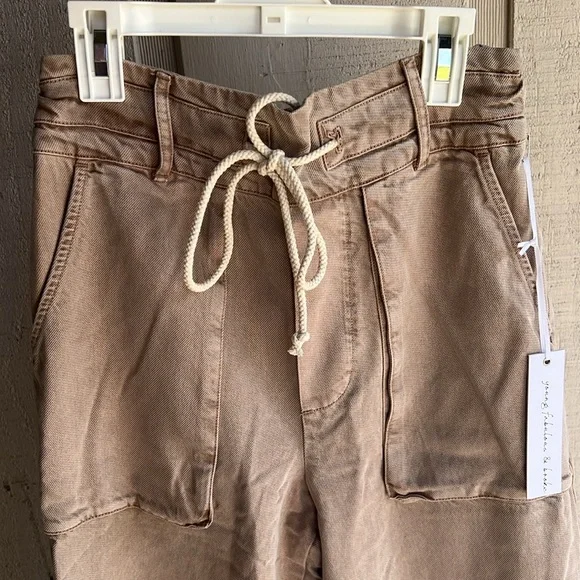 Young fabulous & broke Tan Wide-Leg cropped  Pants YFB high rise - Picture 7 of 10